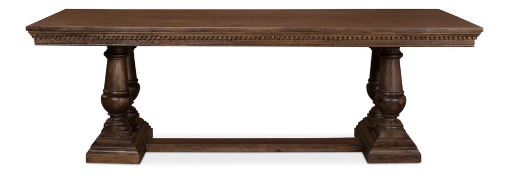 Sarreid Joshua Pedestal Dining Table - Elegant Mango Wood With Rich Walnut Finish For Modern Dining Spaces Brown  53641