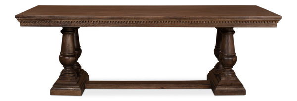 Sarreid Joshua Pedestal Dining Table - Elegant Mango Wood With Rich Walnut Finish For Modern Dining Spaces Brown  53641