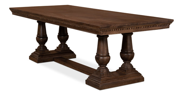 Sarreid Joshua Pedestal Dining Table - Elegant Mango Wood With Rich Walnut Finish For Modern Dining Spaces Brown  53641