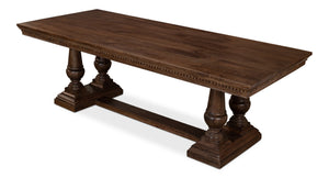 Sarreid Joshua Pedestal Dining Table - Elegant Mango Wood With Rich Walnut Finish For Modern Dining Spaces Brown  53641