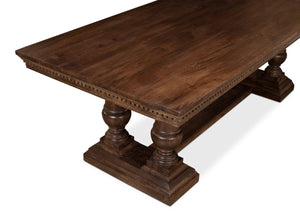 Sarreid Joshua Pedestal Dining Table - Elegant Mango Wood With Rich Walnut Finish For Modern Dining Spaces Brown  53641