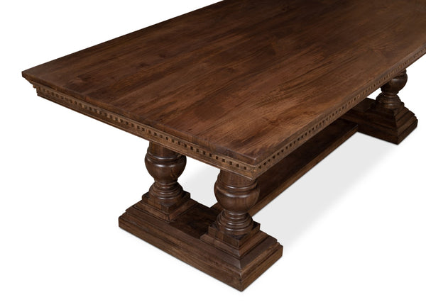 Sarreid Joshua Pedestal Dining Table - Elegant Mango Wood With Rich Walnut Finish For Modern Dining Spaces Brown  53641