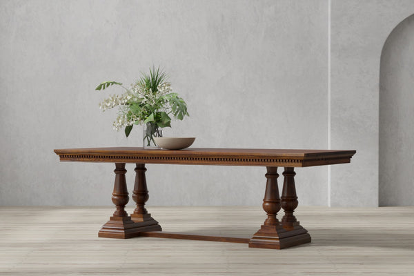 Sarreid Joshua Pedestal Dining Table - Elegant Mango Wood With Rich Walnut Finish For Modern Dining Spaces Brown  53641