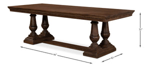 Sarreid Joshua Pedestal Dining Table - Elegant Mango Wood With Rich Walnut Finish For Modern Dining Spaces Brown  53641