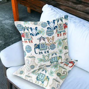 Homeroots Set Of Two 18" Blue Elephant Abstract Indoor Outdoor Throw Pillow Cover And Insert  Polyester 536422