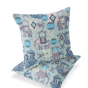 Homeroots Set Of Two 18" Gray Elephant Abstract Indoor Outdoor Throw Pillow Cover And Insert  Polyester 536423