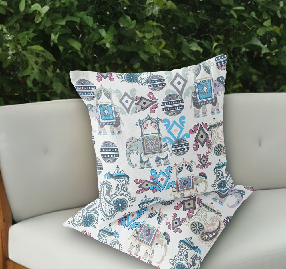 Homeroots Set Of Two 18" Beige Elephant Abstract Indoor Outdoor Throw Pillow Cover And Insert  Polyester 536426