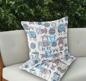 Homeroots Set Of Two 18" Beige Elephant Abstract Indoor Outdoor Throw Pillow Cover And Insert  Polyester 536426