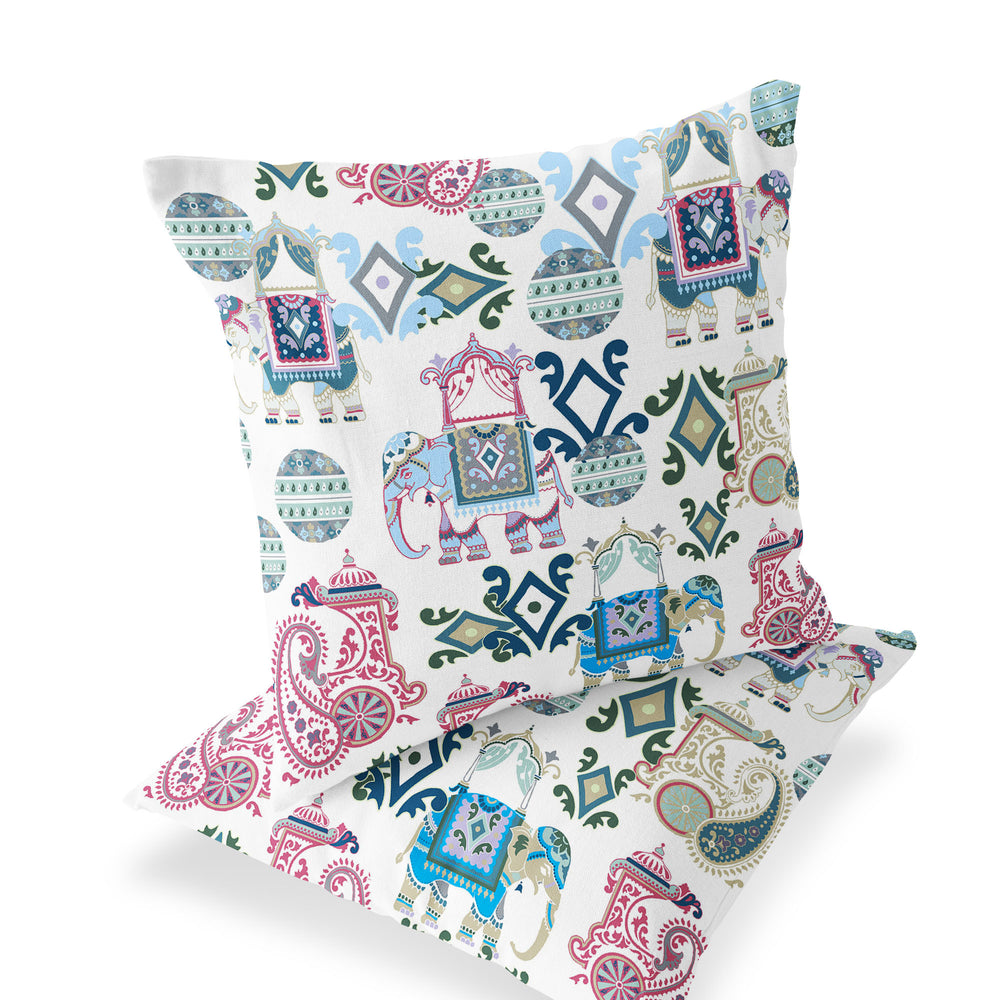 Homeroots Set Of Two 18" Pink Elephant Abstract Indoor Outdoor Throw Pillow Cover And Insert  Polyester 536427