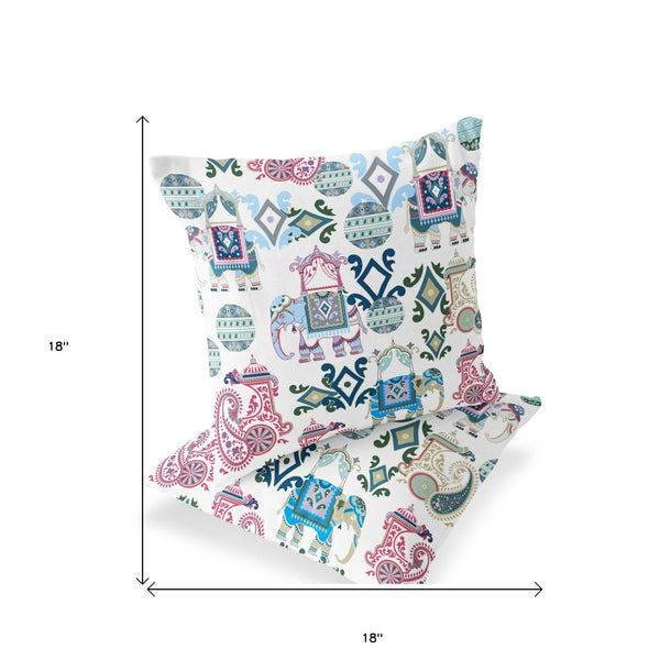 Homeroots Set Of Two 18" Pink Elephant Abstract Indoor Outdoor Throw Pillow Cover And Insert  Polyester 536427