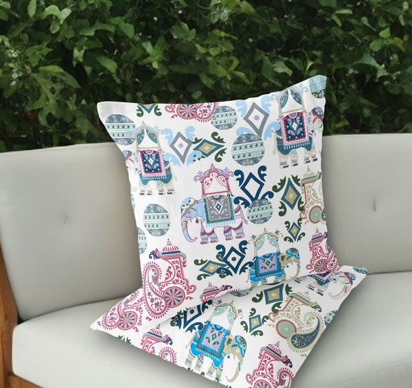 Homeroots Set Of Two 18" Pink Elephant Abstract Indoor Outdoor Throw Pillow Cover And Insert  Polyester 536427