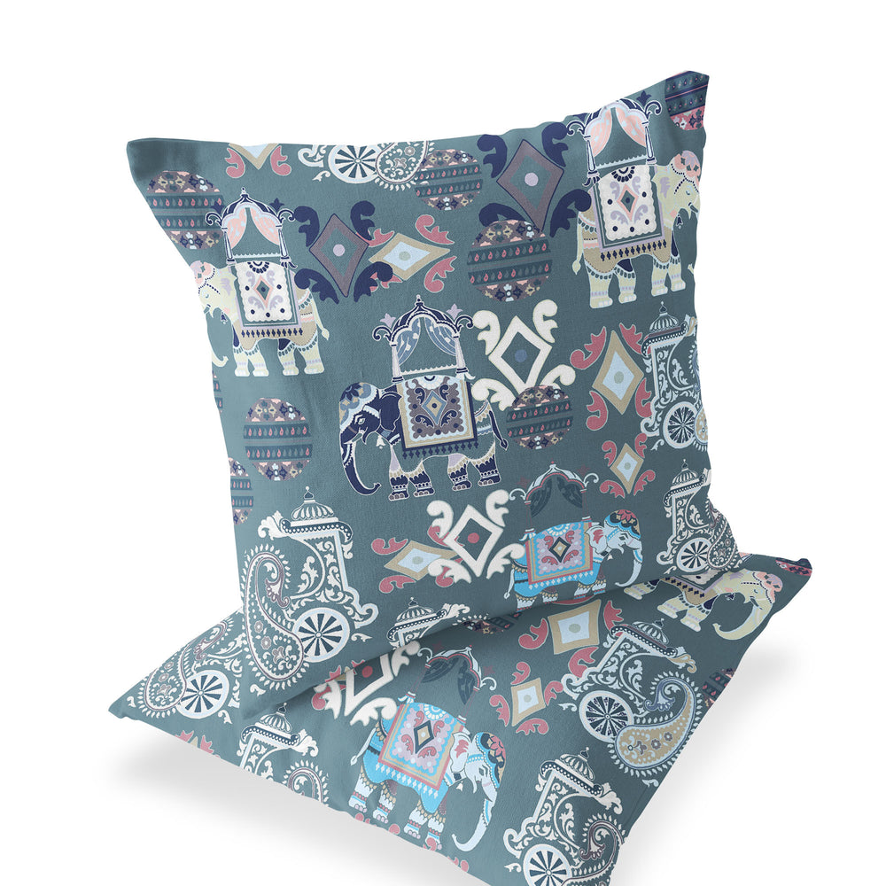 Homeroots Set Of Two 18" Gray Elephant Abstract Indoor Outdoor Throw Pillow Cover And Insert  Polyester 536429