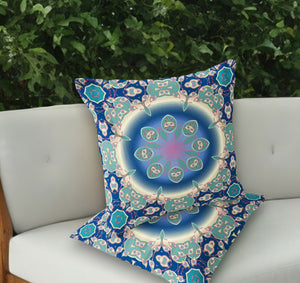 Homeroots Set Of Two 18" Blue Abstract Indoor Outdoor Throw Pillow Cover And Insert  Polyester 536432