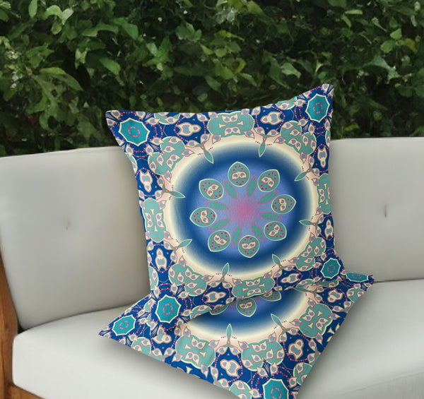 Homeroots Set Of Two 18" Blue Abstract Indoor Outdoor Throw Pillow Cover And Insert  Polyester 536432