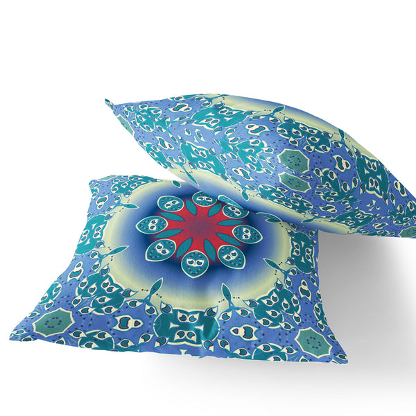 Homeroots Set Of Two 18" Blue Abstract Indoor Outdoor Throw Pillow Cover And Insert  Polyester 536433