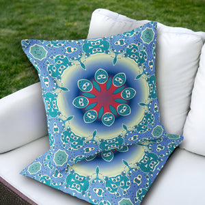 Homeroots Set Of Two 18" Blue Abstract Indoor Outdoor Throw Pillow Cover And Insert  Polyester 536433