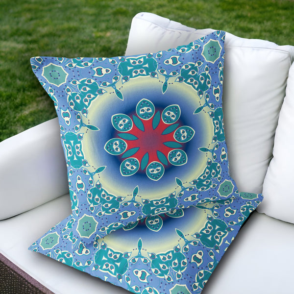 Homeroots Set Of Two 18" Blue Abstract Indoor Outdoor Throw Pillow Cover And Insert  Polyester 536433