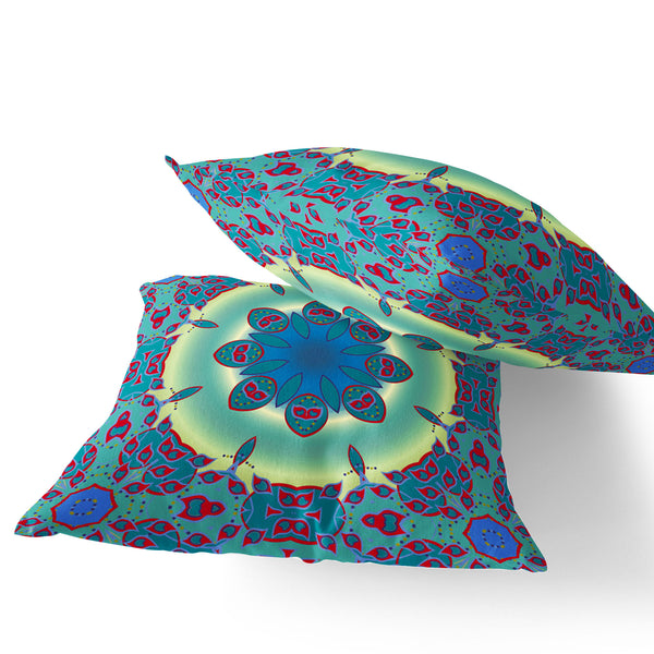 Homeroots Set Of Two 18" Green Abstract Indoor Outdoor Throw Pillow Cover And Insert  Polyester 536434