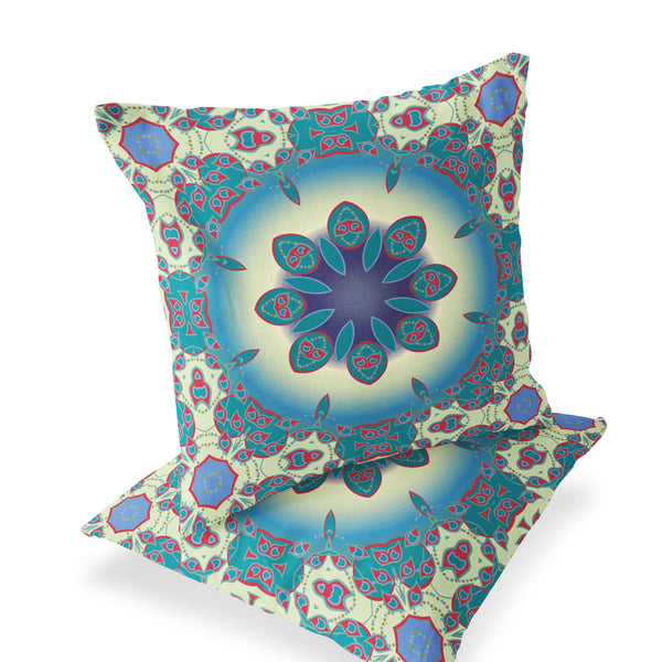 Homeroots Set Of Two 18" Yellow Abstract Indoor Outdoor Throw Pillow Cover And Insert  Polyester 536435