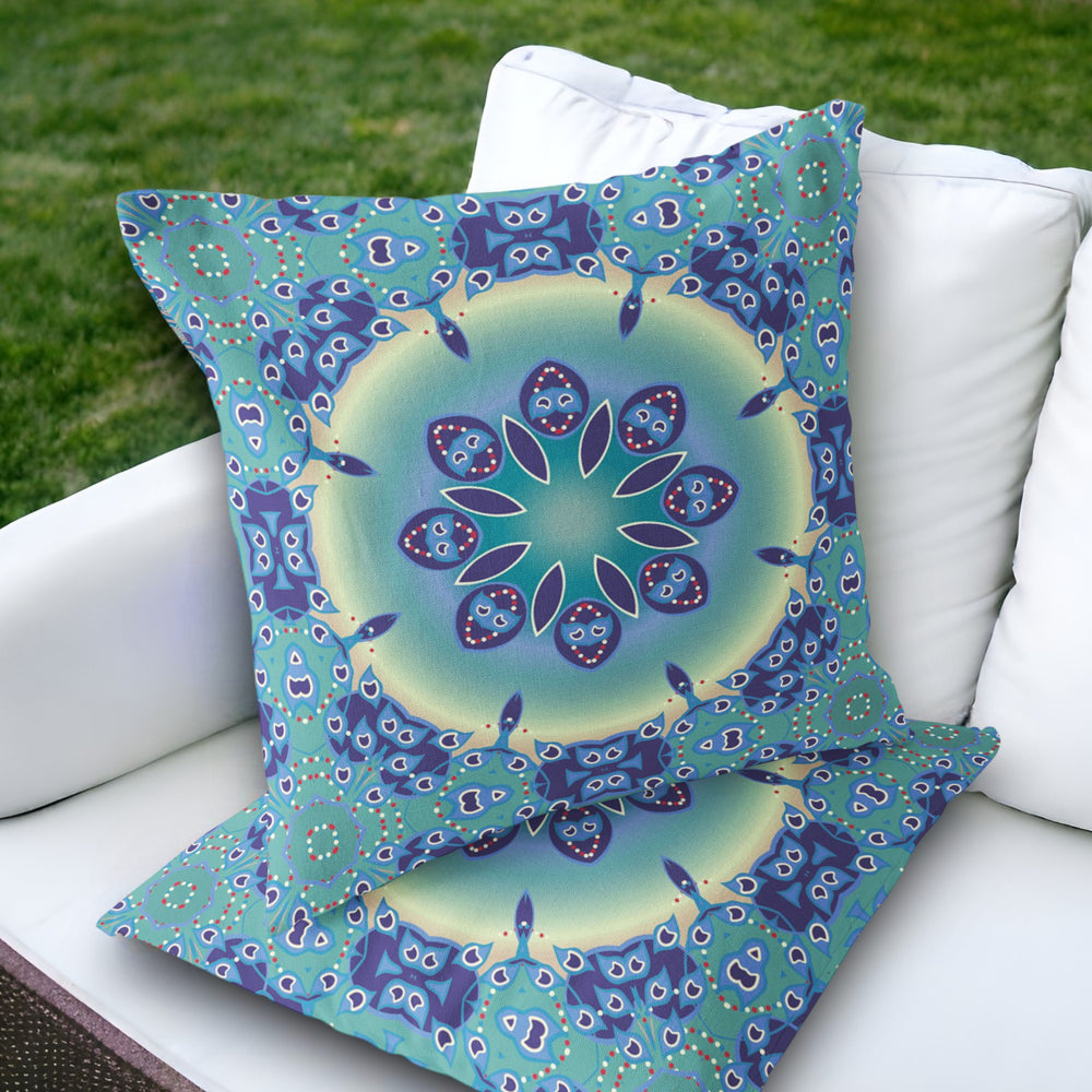 Homeroots Set Of Two 18" Blue Abstract Indoor Outdoor Throw Pillow Cover And Insert  Polyester 536436