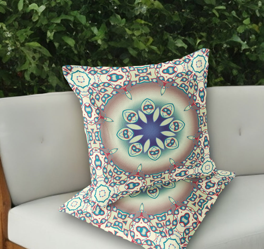 Homeroots Set Of Two 18" Beige Abstract Indoor Outdoor Throw Pillow Cover And Insert  Polyester 536437