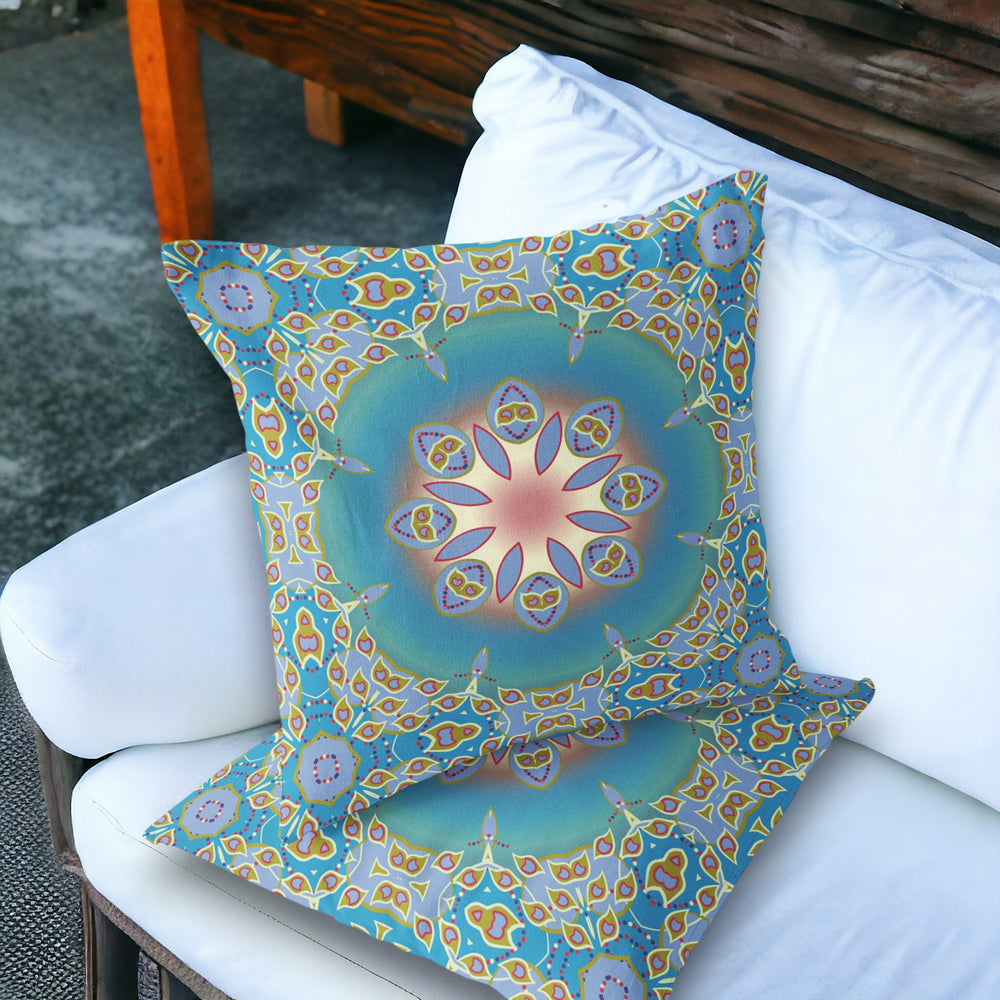 Homeroots Set Of Two 18" Blue Abstract Indoor Outdoor Throw Pillow Cover And Insert  Polyester 536439