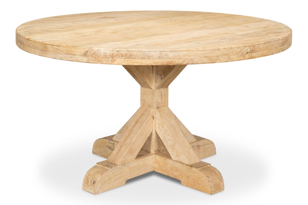 Sarreid Oleski Round Dining Table - Elegant Mango Wood With Sienna Finish For Stylish Dining Spaces Natural  53644