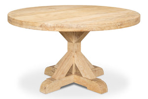 Sarreid Oleski Round Dining Table - Elegant Mango Wood With Sienna Finish For Stylish Dining Spaces Natural  53644