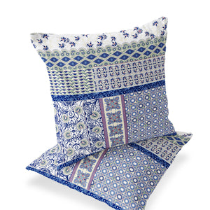 Homeroots Set Of Two 18" White Botanical Indoor Outdoor Throw Pillow Cover And Insert  Polyester 536440