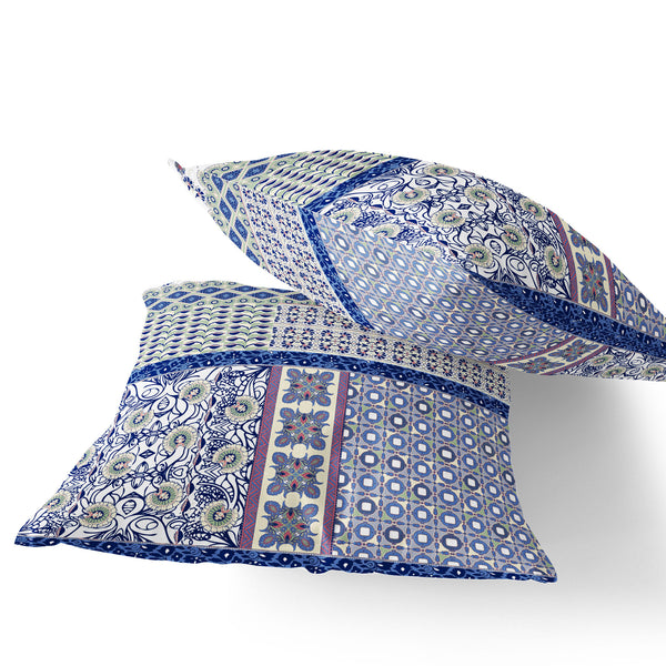 Homeroots Set Of Two 18" White Botanical Indoor Outdoor Throw Pillow Cover And Insert  Polyester 536440