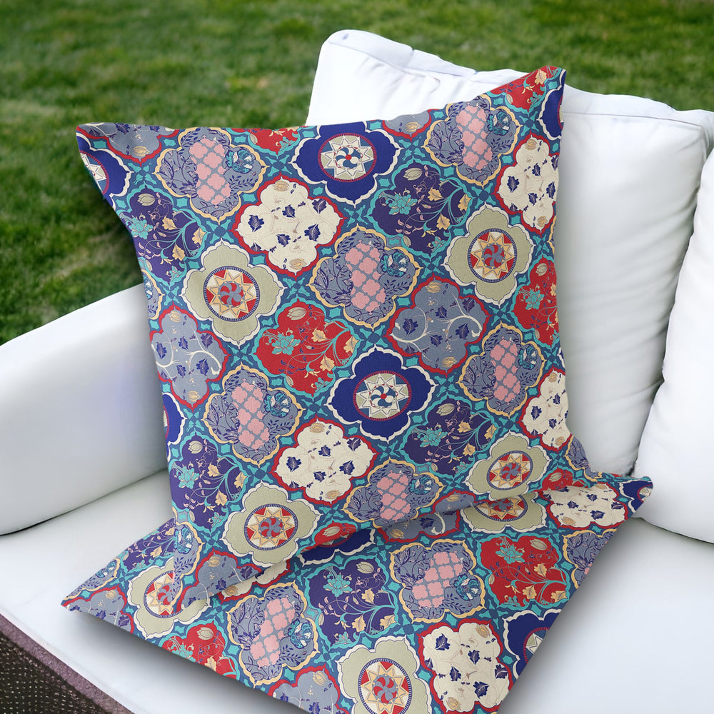 Homeroots Set Of Two 18" Red Botanical Indoor Outdoor Throw Pillow Cover And Insert  Polyester 536442