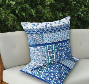 Homeroots Set Of Two 18" Blue Botanical Indoor Outdoor Throw Pillow Cover And Insert  Polyester 536443
