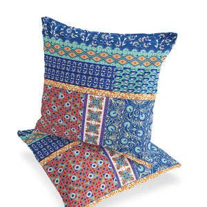 Homeroots Set Of Two 18" Blue Botanical Indoor Outdoor Throw Pillow Cover And Insert  Polyester 536444