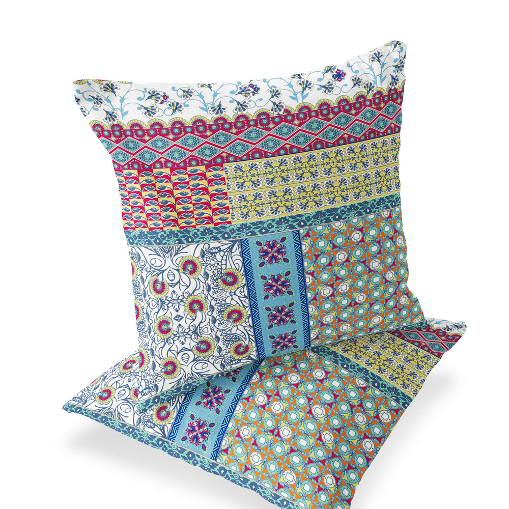 Homeroots Set Of Two 18" Yellow Botanical Indoor Outdoor Throw Pillow Cover And Insert  Polyester 536445