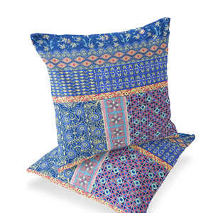 Homeroots Set Of Two 18" Blue Botanical Indoor Outdoor Throw Pillow Cover And Insert  Polyester 536446