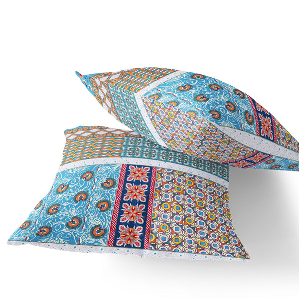 Homeroots Set Of Two 18" Turquoise Botanical Indoor Outdoor Throw Pillow Cover And Insert  Polyester 536447