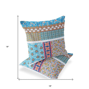 Homeroots Set Of Two 18" Turquoise Botanical Indoor Outdoor Throw Pillow Cover And Insert  Polyester 536447