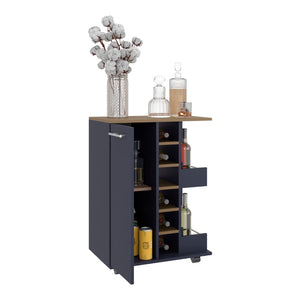 English Elm Bar Cart with Wine Rack Cabinet Open Shelves and Locking Casters for Entertaining B070P363806