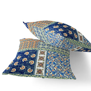 Homeroots Set Of Two 18" Navy Blue Botanical Indoor Outdoor Throw Pillow Cover And Insert  Polyester 536449