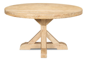 Sarreid Oleski Round Dining Table - Elegant Mango Wood With Sienna Finish For Stylish Dining Spaces Natural  53644