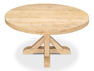 Sarreid Oleski Round Dining Table - Elegant Mango Wood With Sienna Finish For Stylish Dining Spaces Natural  53644