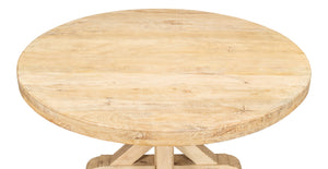 Sarreid Oleski Round Dining Table - Elegant Mango Wood With Sienna Finish For Stylish Dining Spaces Natural  53644