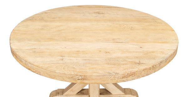 Sarreid Oleski Round Dining Table - Elegant Mango Wood With Sienna Finish For Stylish Dining Spaces Natural  53644