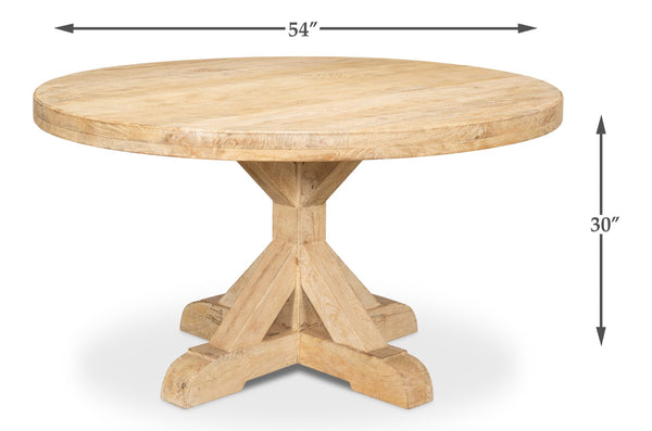 Sarreid Oleski Round Dining Table - Elegant Mango Wood With Sienna Finish For Stylish Dining Spaces Natural  53644