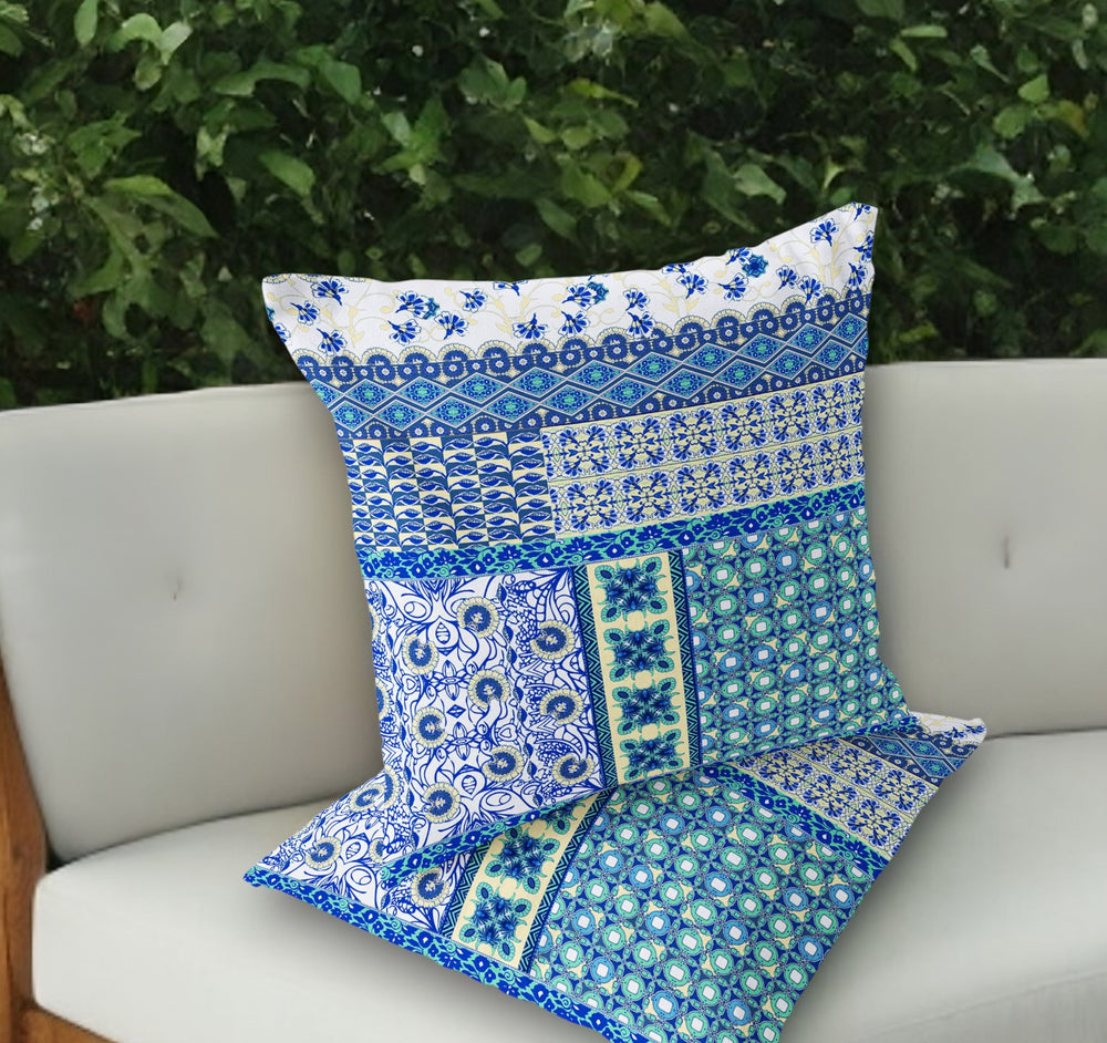 Homeroots Set Of Two 18" White Botanical Indoor Outdoor Throw Pillow Cover And Insert  Polyester 536450