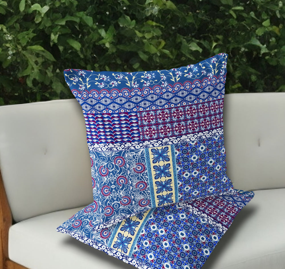 Homeroots Set Of Two 18" Navy Blue Botanical Indoor Outdoor Throw Pillow Cover And Insert  Polyester 536452