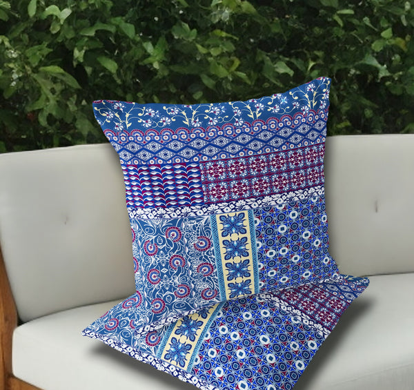 Homeroots Set Of Two 18" Navy Blue Botanical Indoor Outdoor Throw Pillow Cover And Insert  Polyester 536452