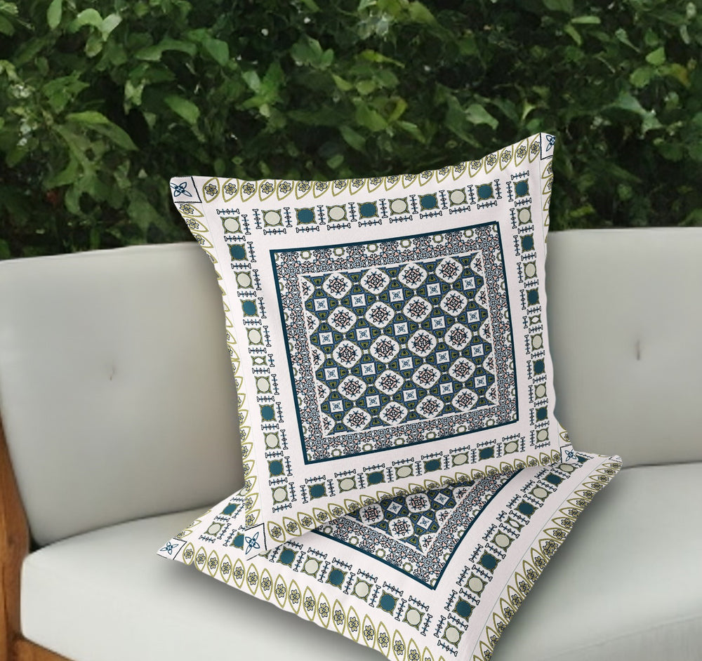 Homeroots Set Of Two 18" White Botanical Indoor Outdoor Throw Pillow Cover And Insert  Polyester 536454