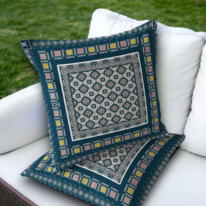 Homeroots Set Of Two 18" Blue Botanical Indoor Outdoor Throw Pillow Cover And Insert  Polyester 536455