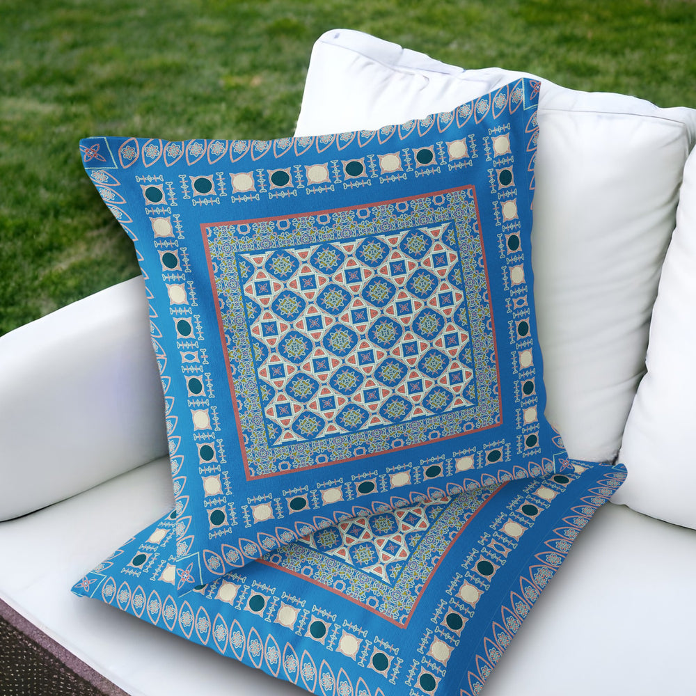 Homeroots Set Of Two 18" Blue Botanical Indoor Outdoor Throw Pillow Cover And Insert  Polyester 536456